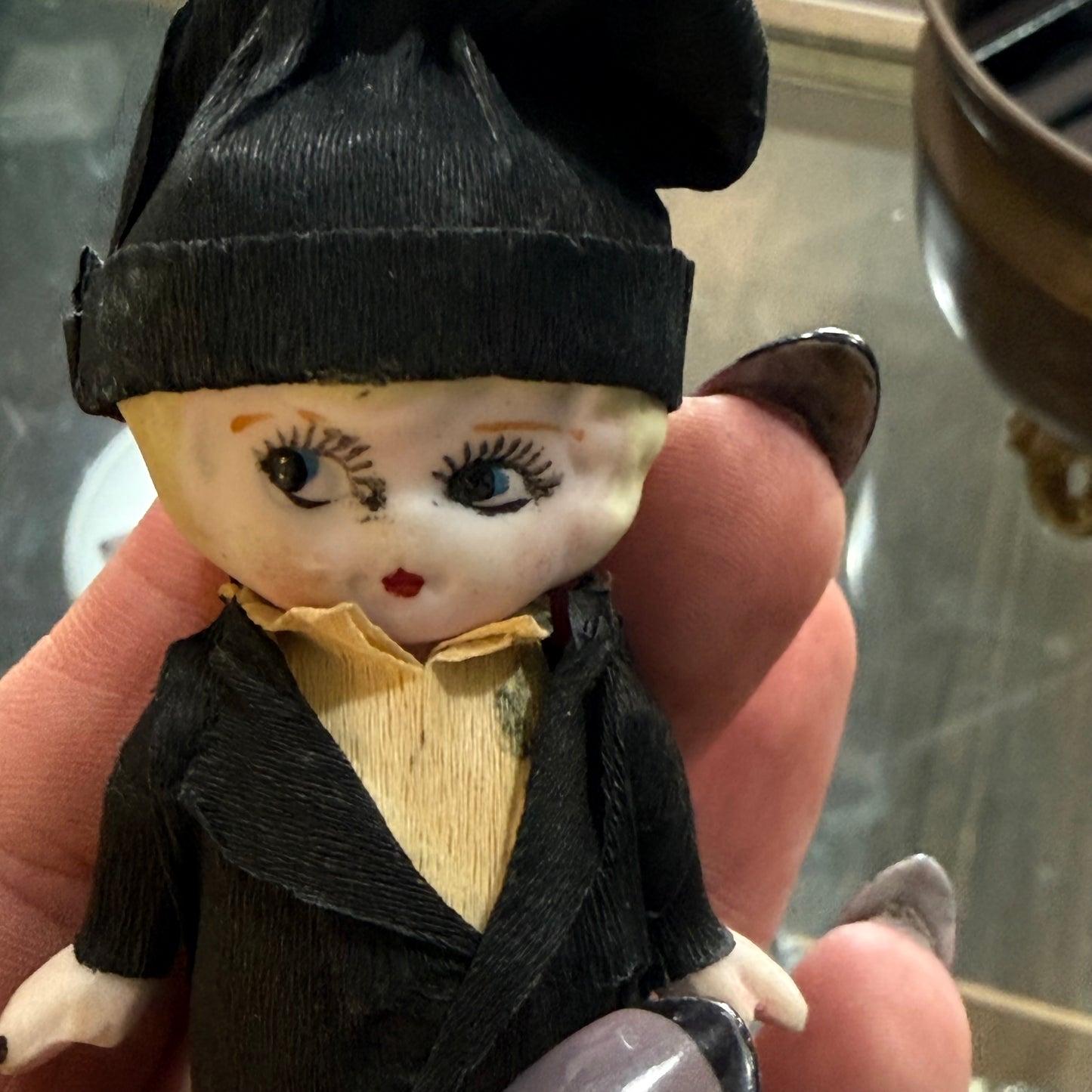 Antique 1930’s Porcelain Kewpie Doll Crepe Clothing