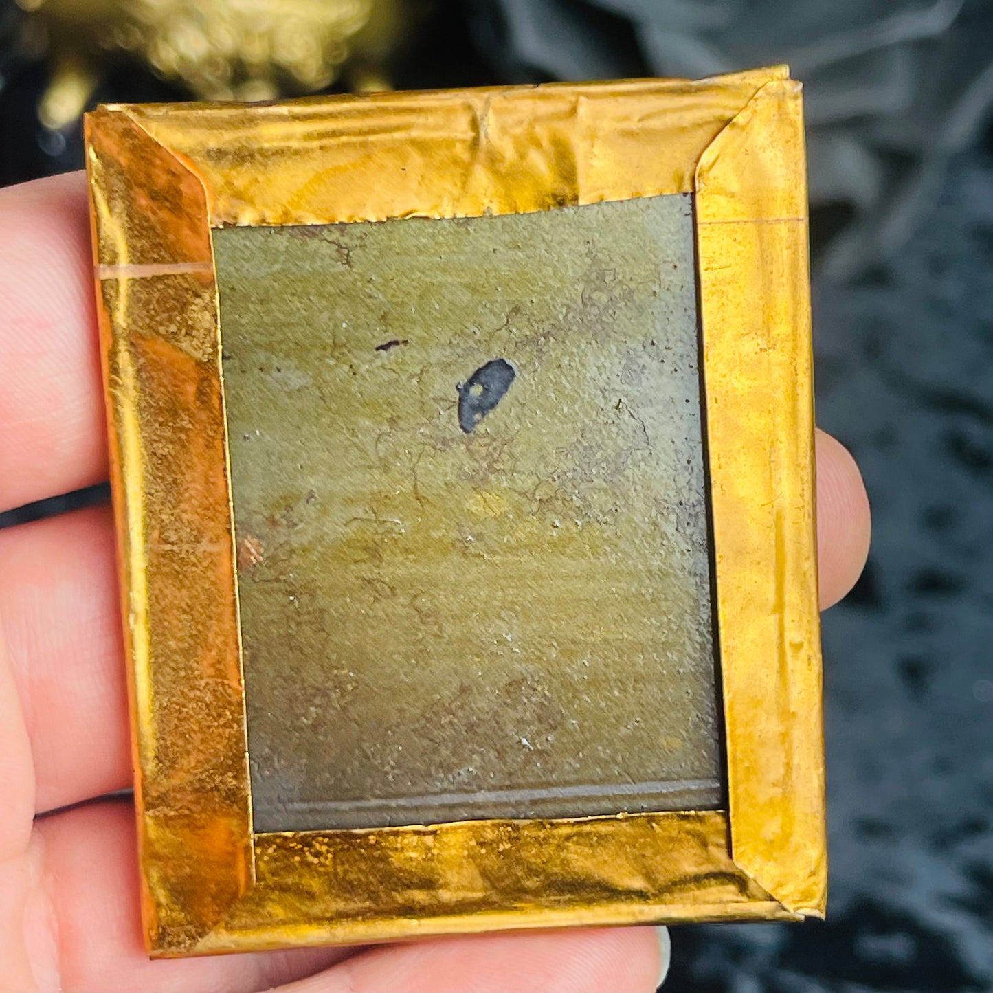 Antique Tintype Man In Original Copper Filigree Frame