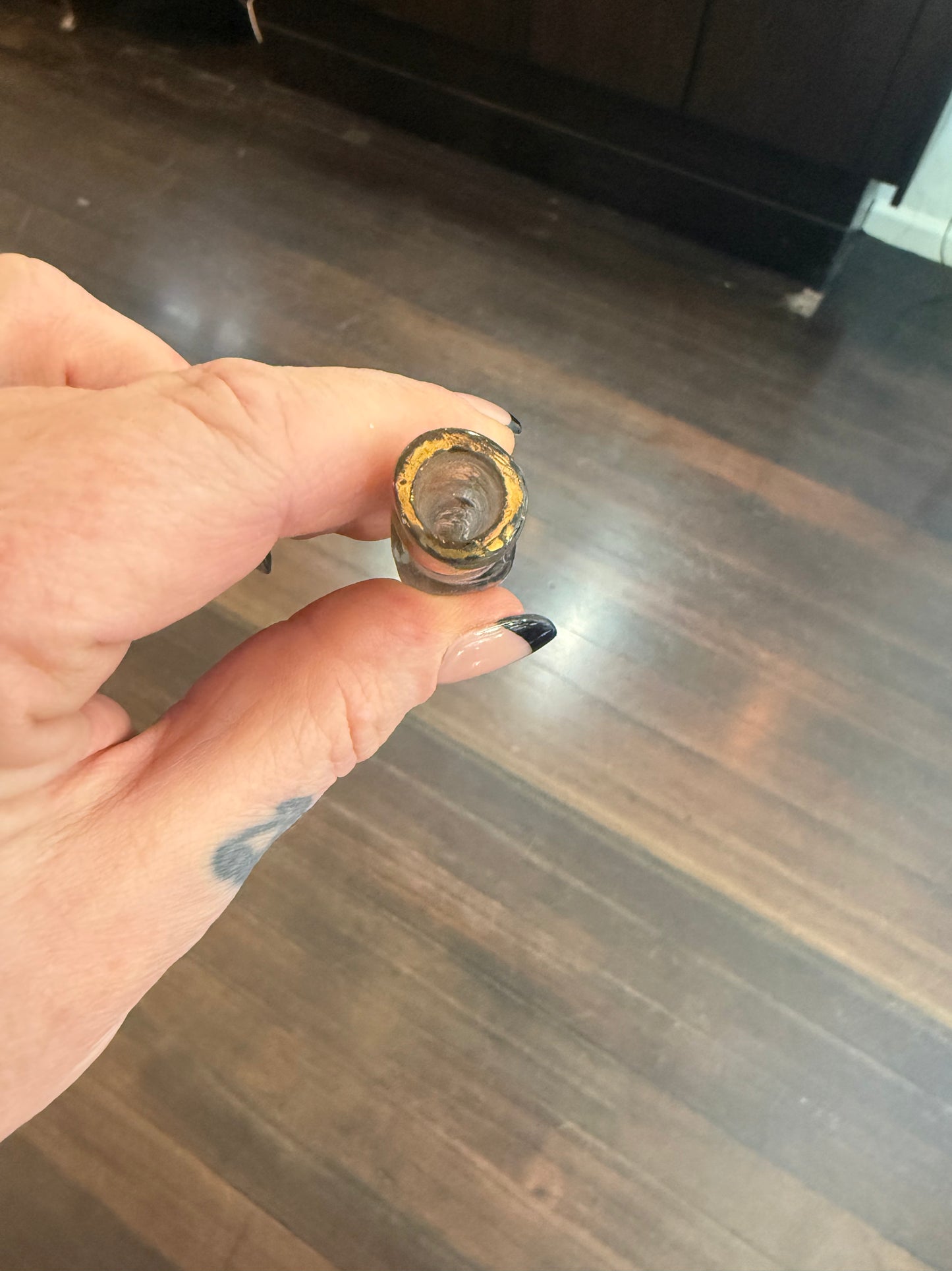 Victorian Tear Catcher Lachrymatory Gold Gilt Enamel Vial