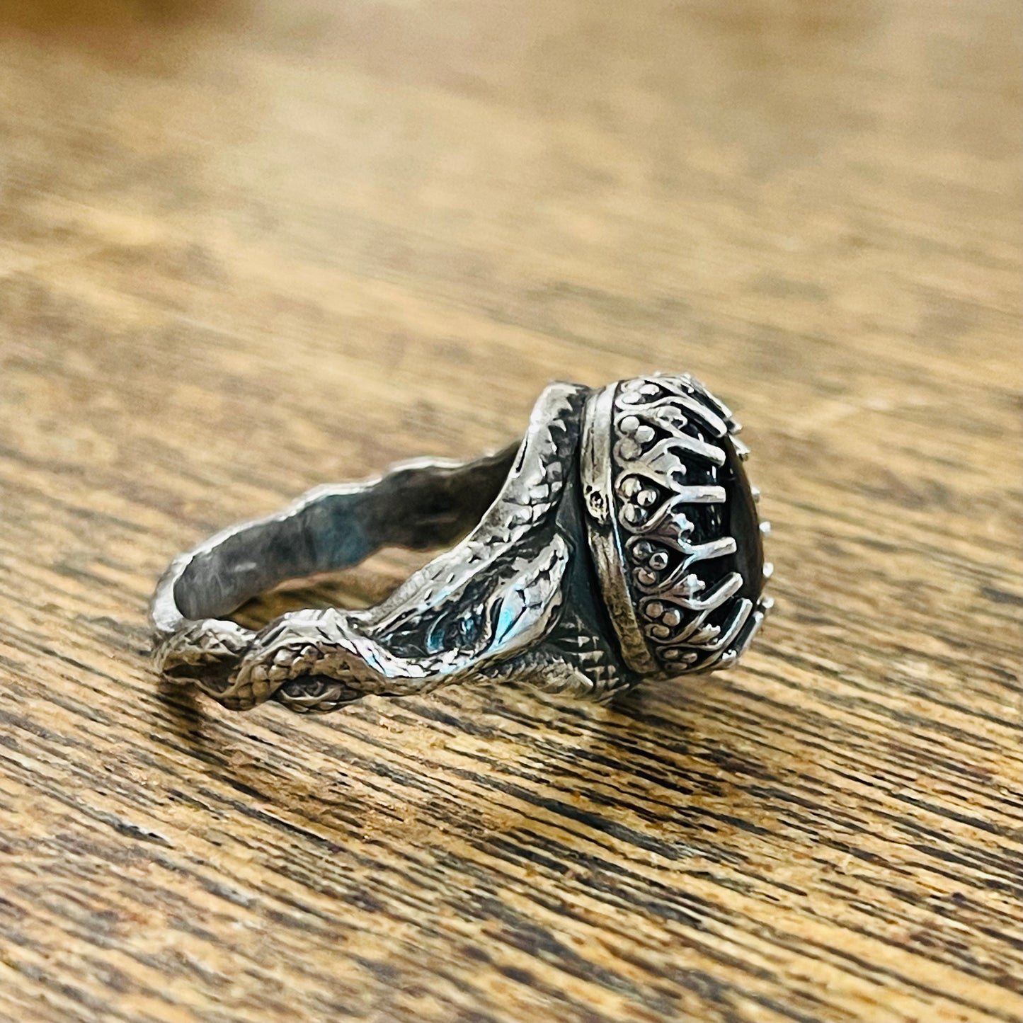 Gothic Victorian Handmade Snake Ring Sterling