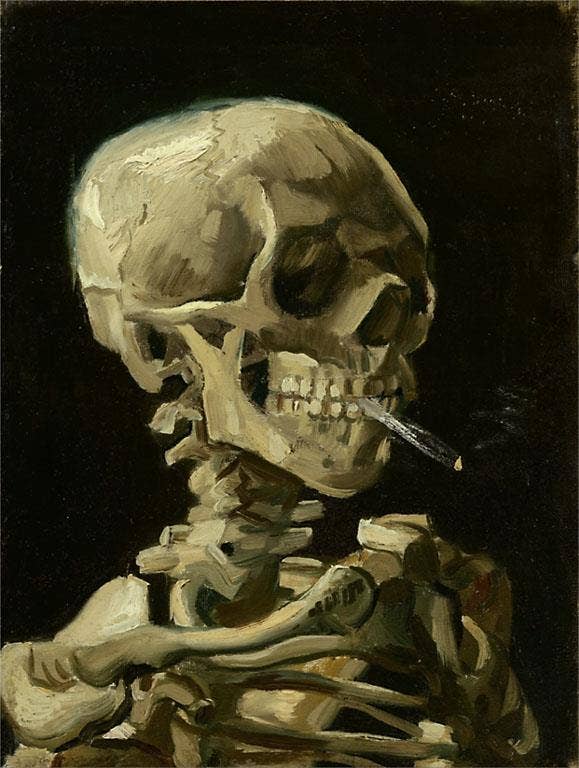 Postcard Skull Smoking Cigarette