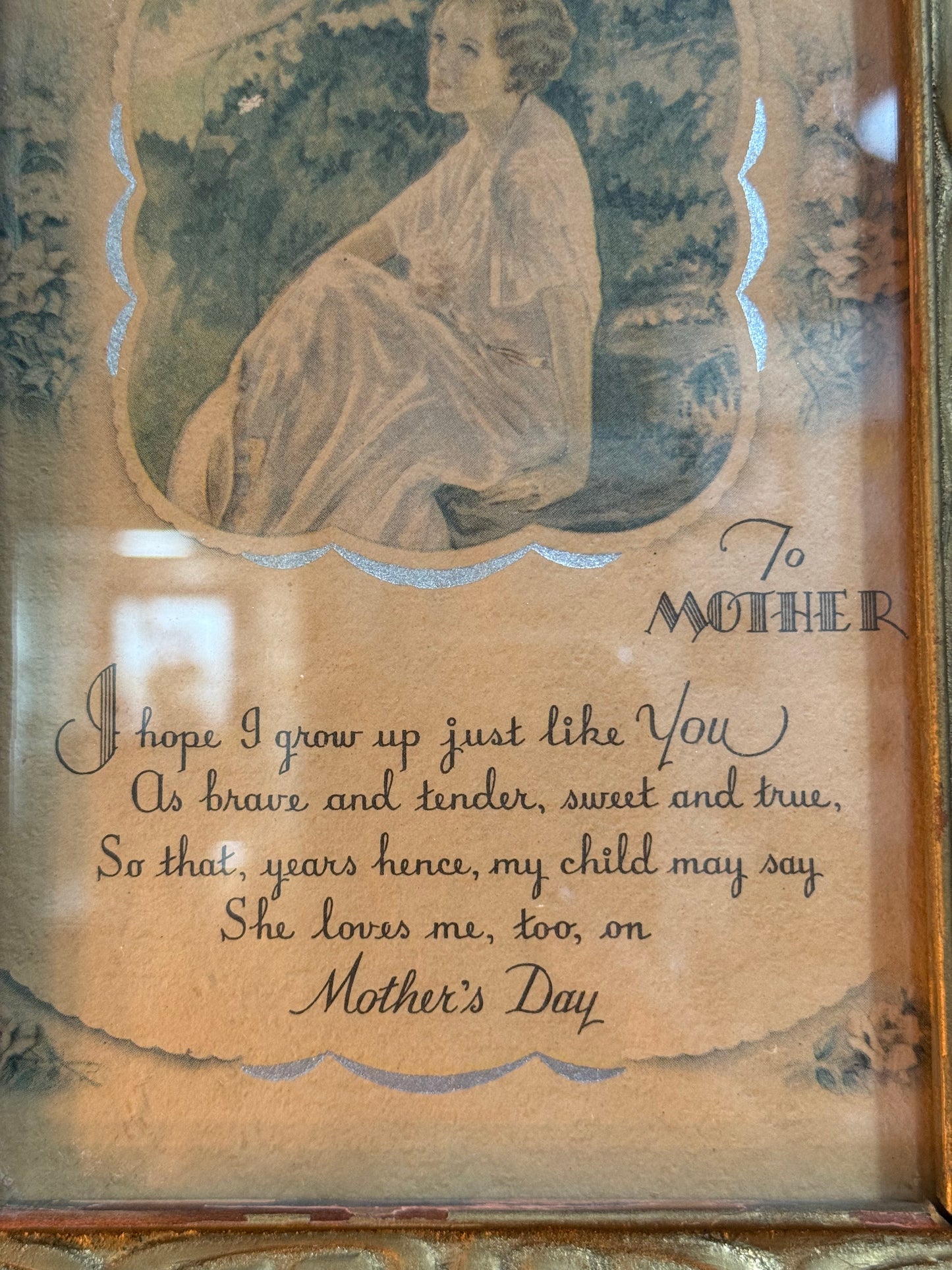 Antique 1940’s Mother Gold Framed
