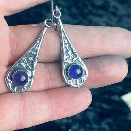 Gothic Victorian Amethyst Bow Earrings