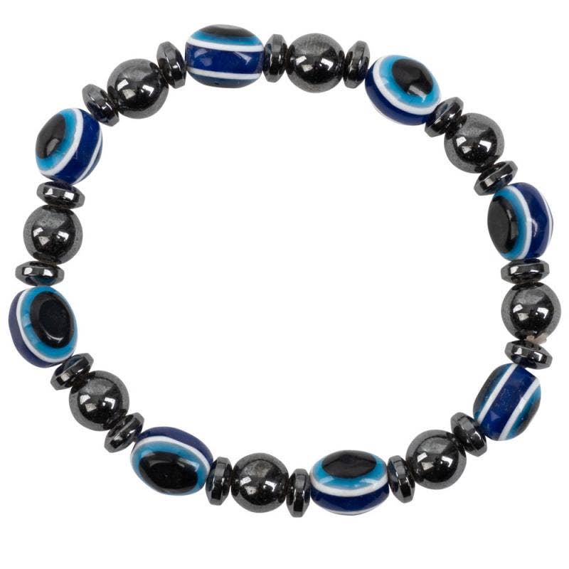 HEMATITE & EVIL EYE BRACELET