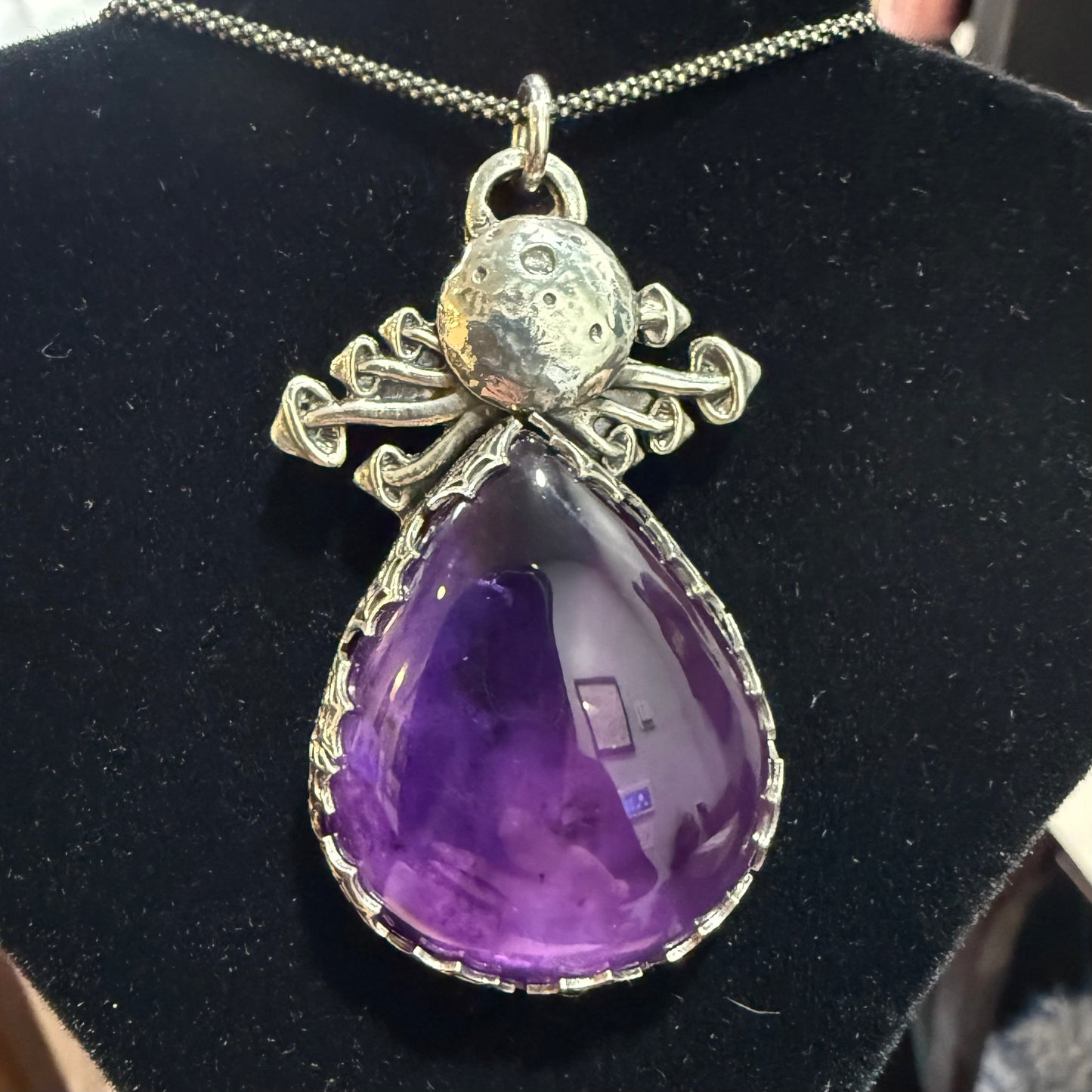 Sterling Mystic Moon Mushroom Amethyst Necklace