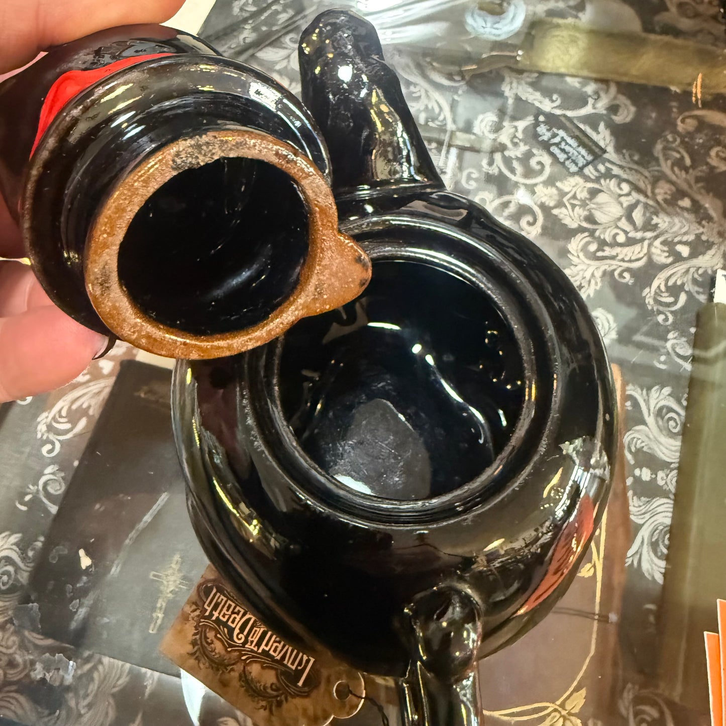 Antique Black Cat Teapot Excellent Condition