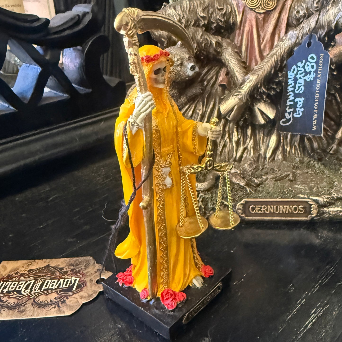 Santa Muerte Altar Figure Yellow Robe 4”