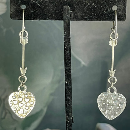 Gothic Victorian Handmade Arrow Aurora Opal Hearts Sterling Earrings