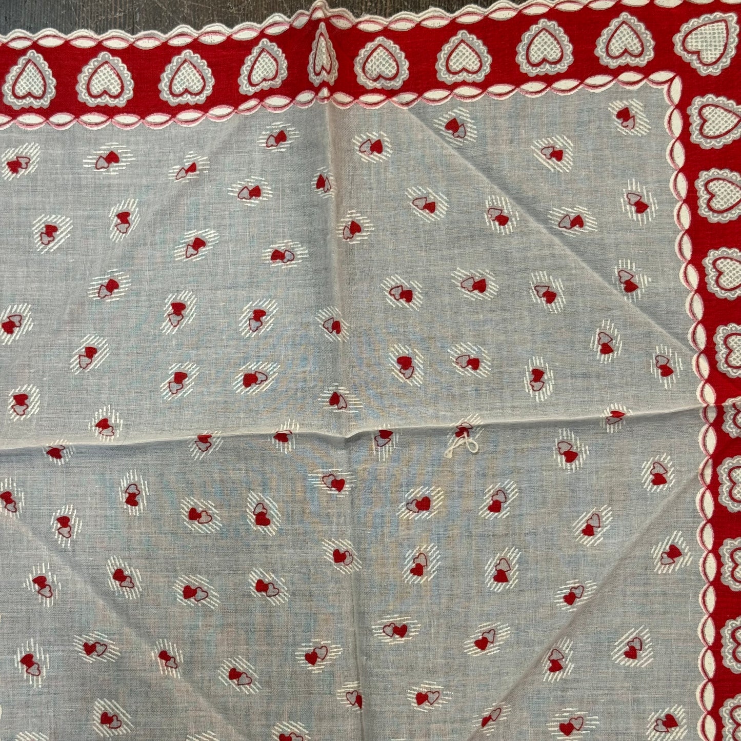 Antique Valentine Handkerchief Little Hearts