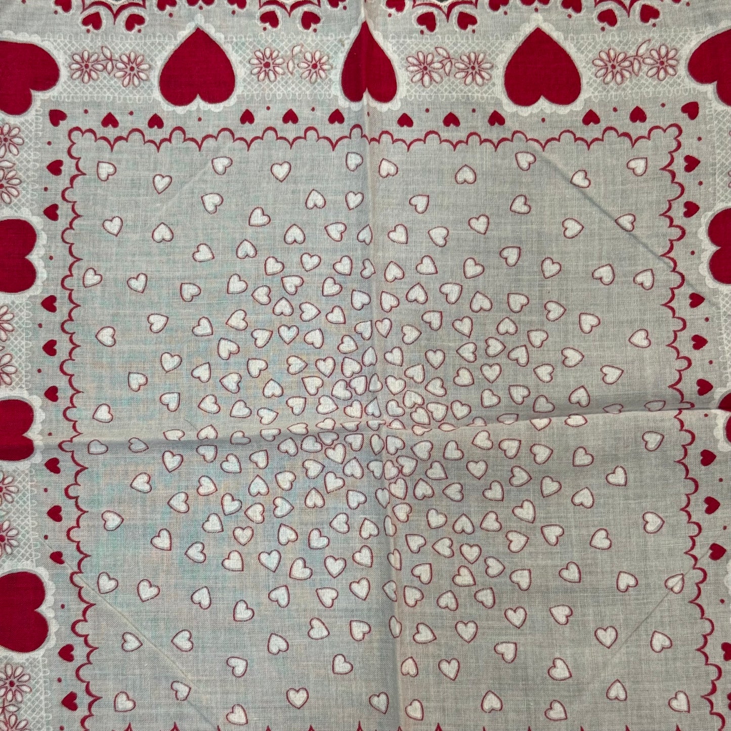 Antique Valentine Hearts Handkerchief