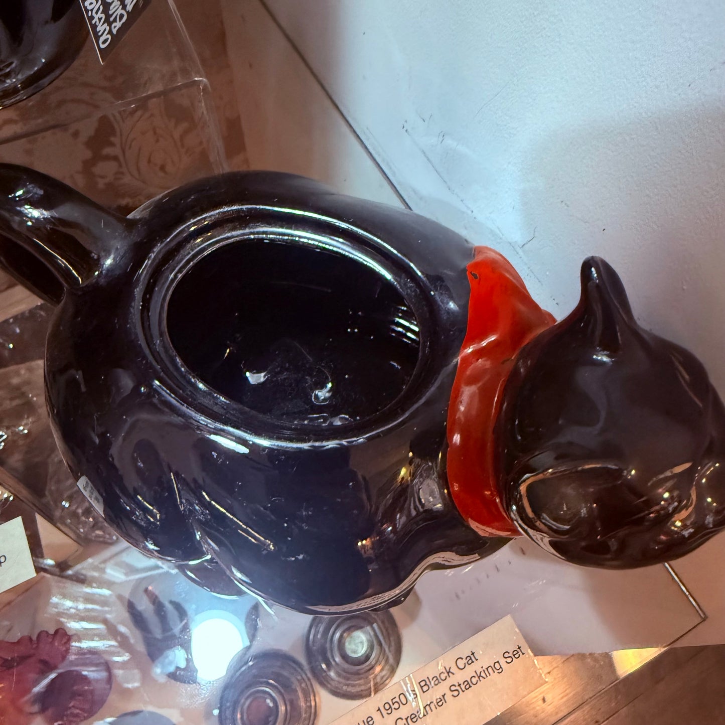 Antique Black Cat Stacking Teapot Set