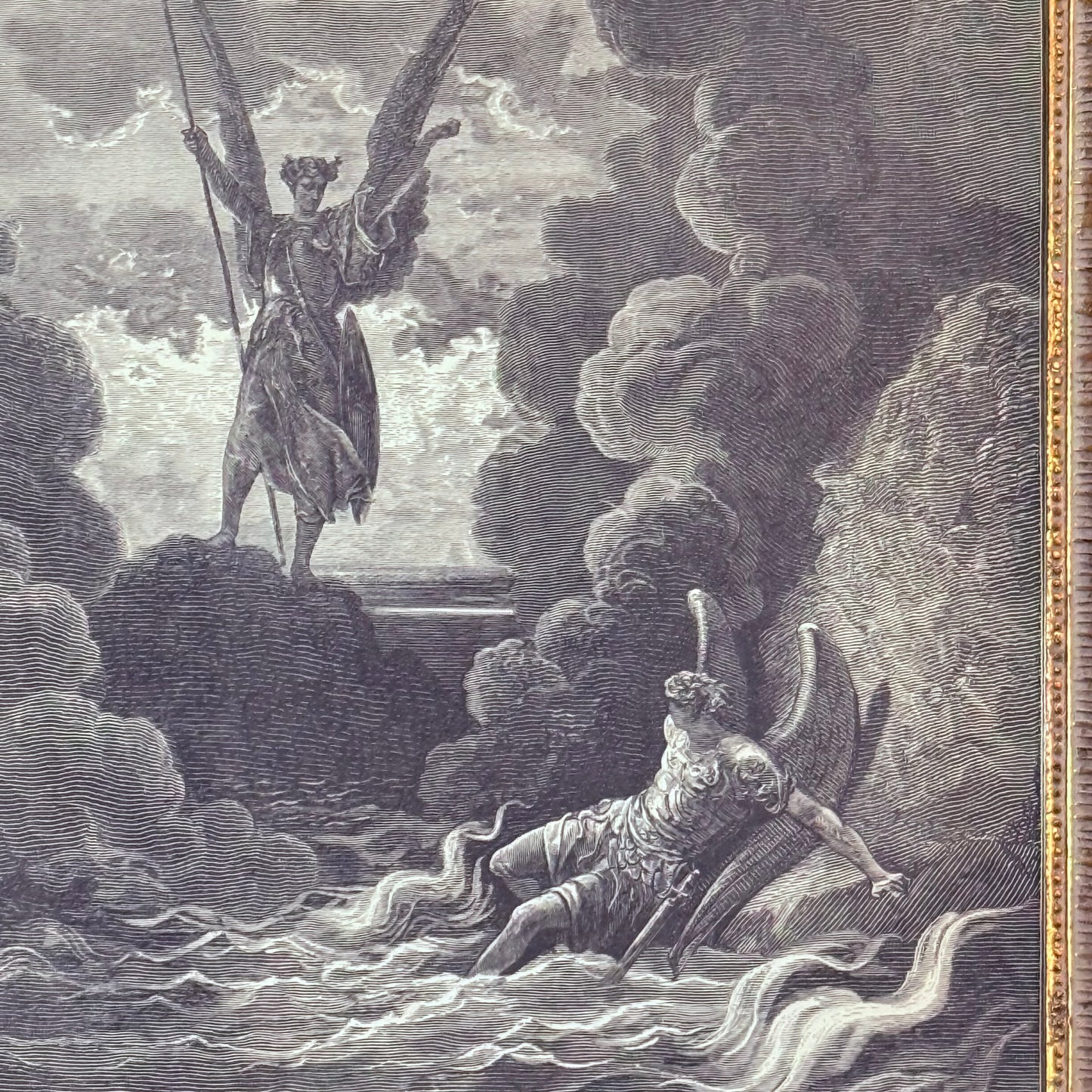 Antique Framed Paradise Lost Gustave Dore Thin Gold Frame