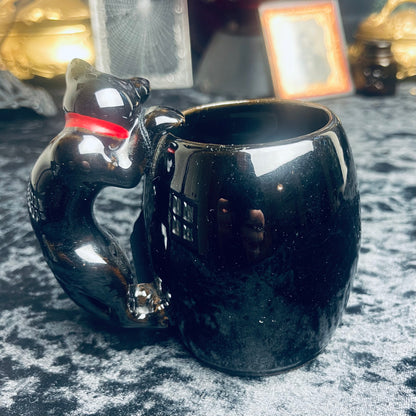Antique Black Cat Hand Painted Mug