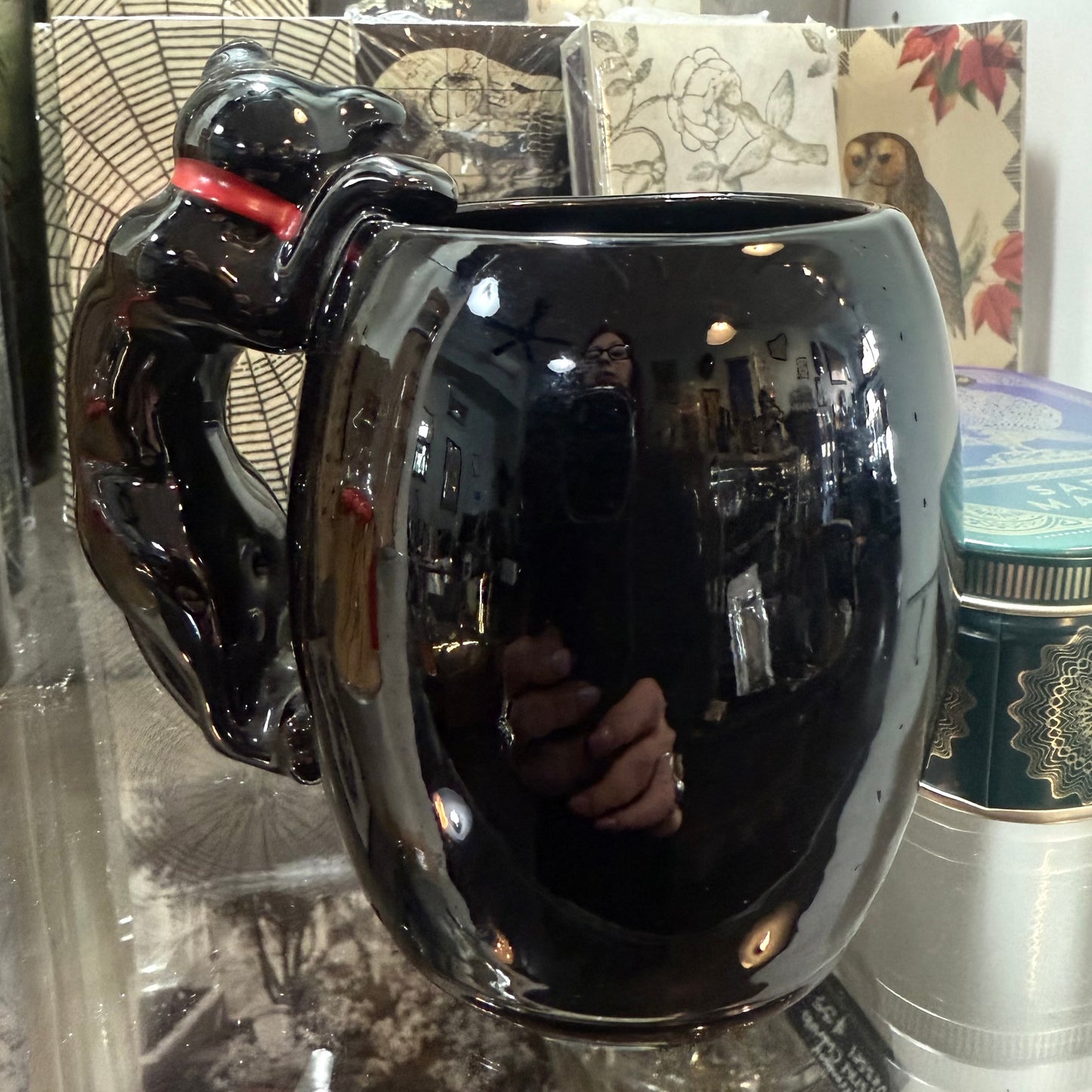 Antique Black Cat Mug Small