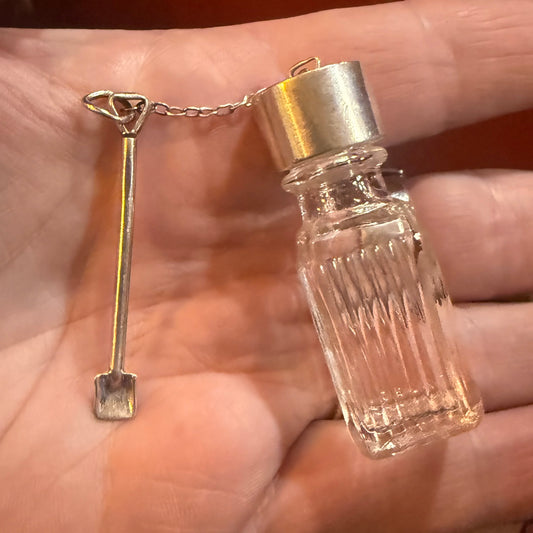 Early 1900’s Glass Vial Sterling Mini Shovel Spoon