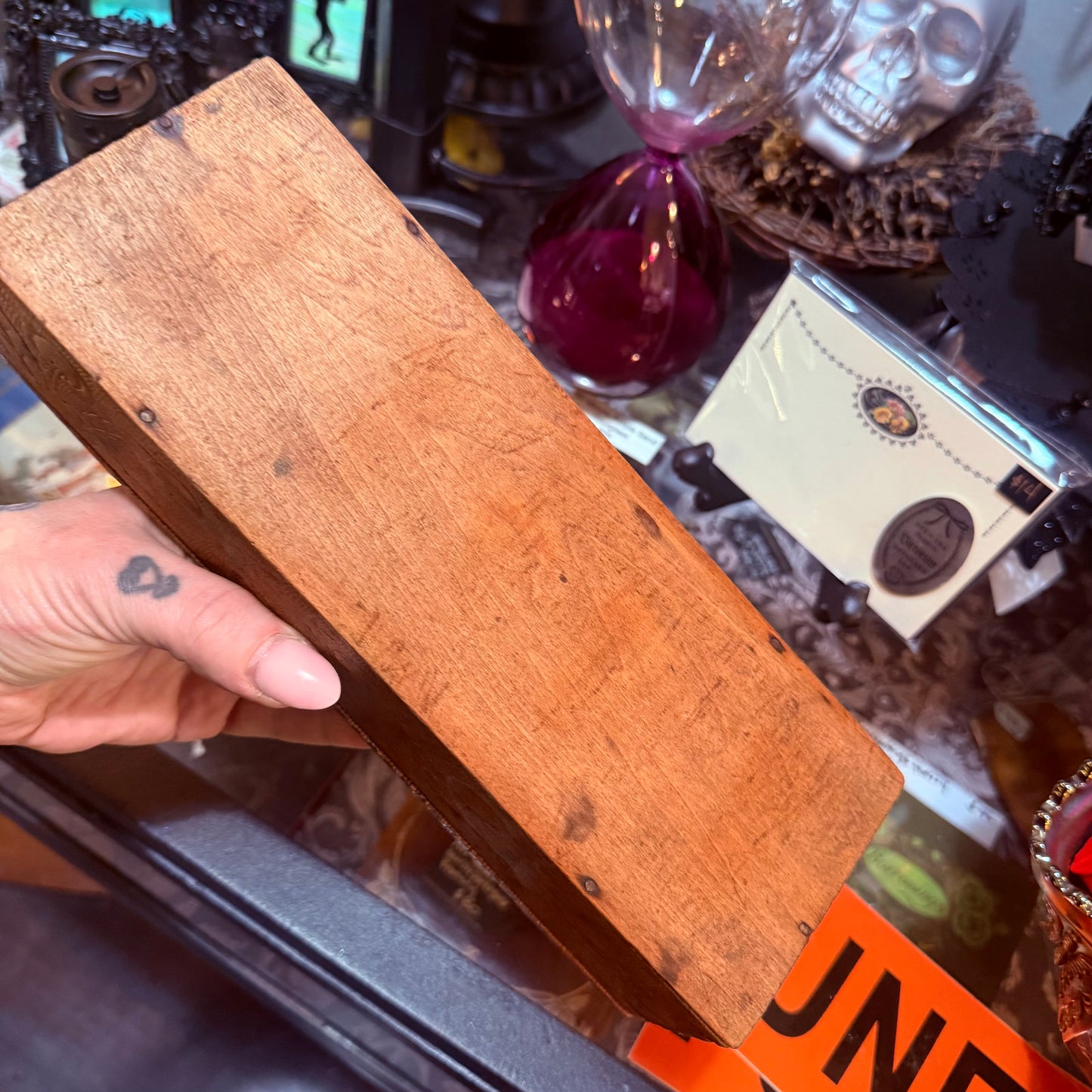 Antique Art Nouveau Pyrography Hinged Wooden Cherries Box