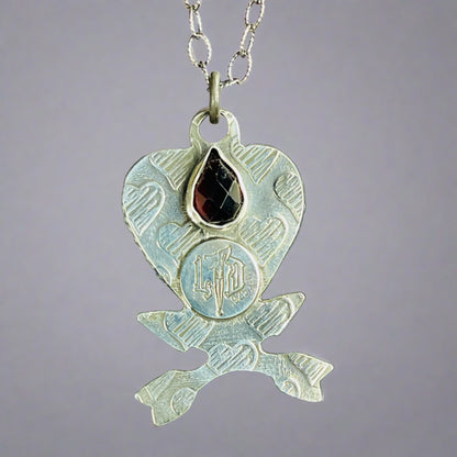 Gothic Victorian Handmade Crossed Arrow Labradorite Heart Sterling Necklace #1