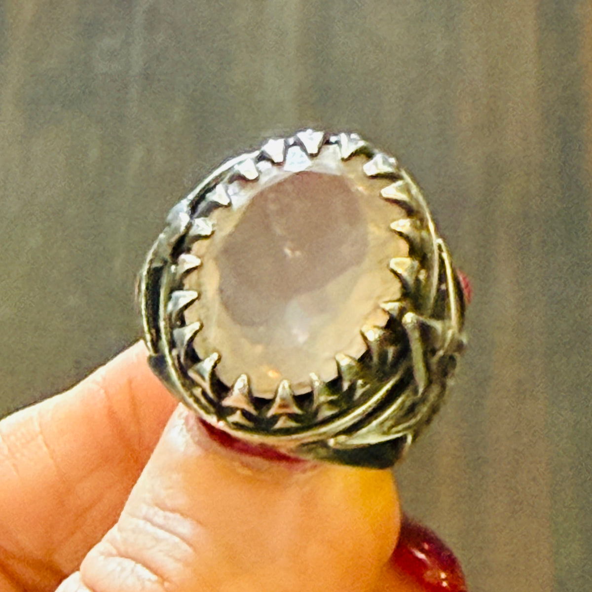 Sterling Rose Quartz Star Ring