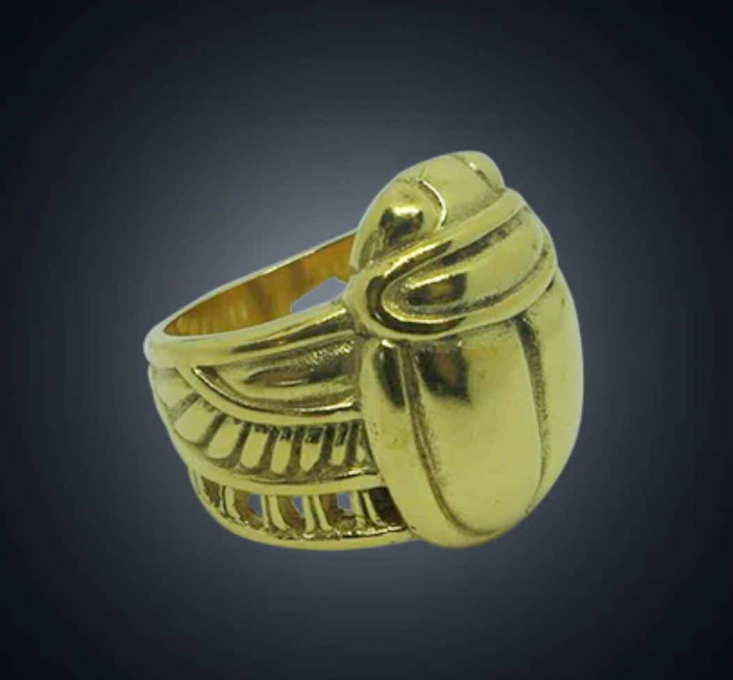 Scarab Beetle 24K Gold Brass Ring