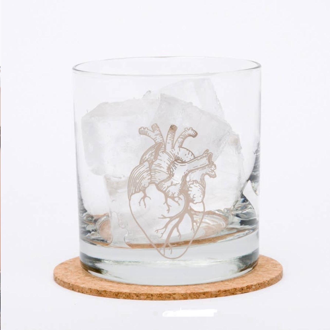 Anatomical Heart Platinum Foil Rocks Glass - Loved To Death