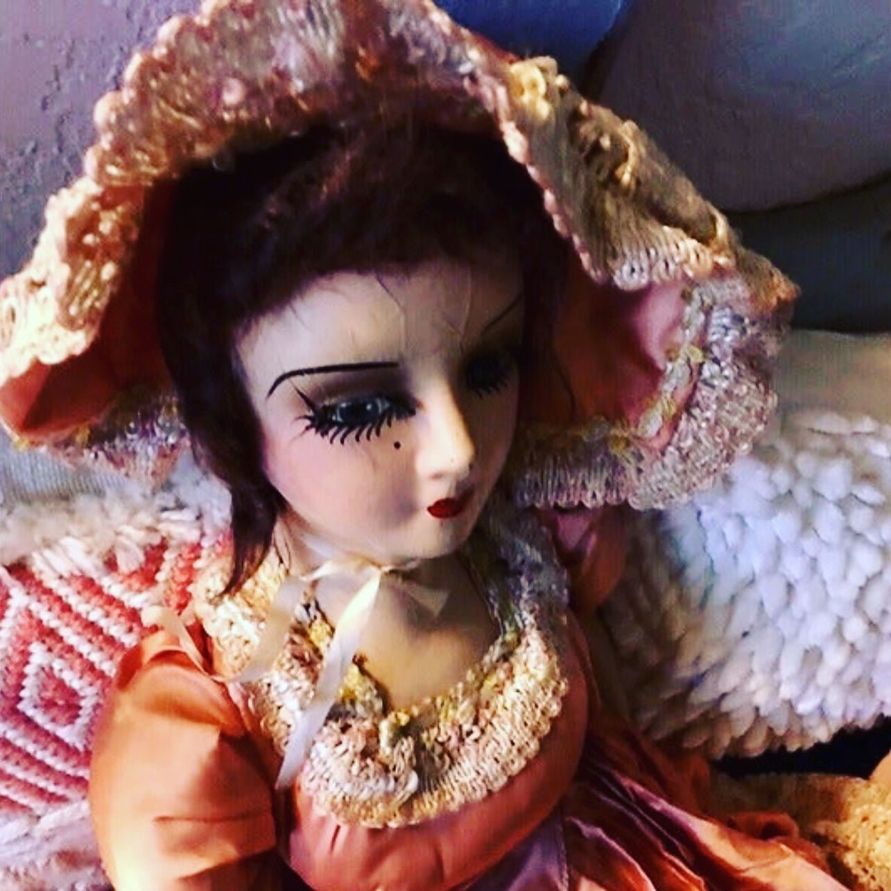 Antique 1940’s Boudoir Bed Doll Composite Doll - Loved To Death
