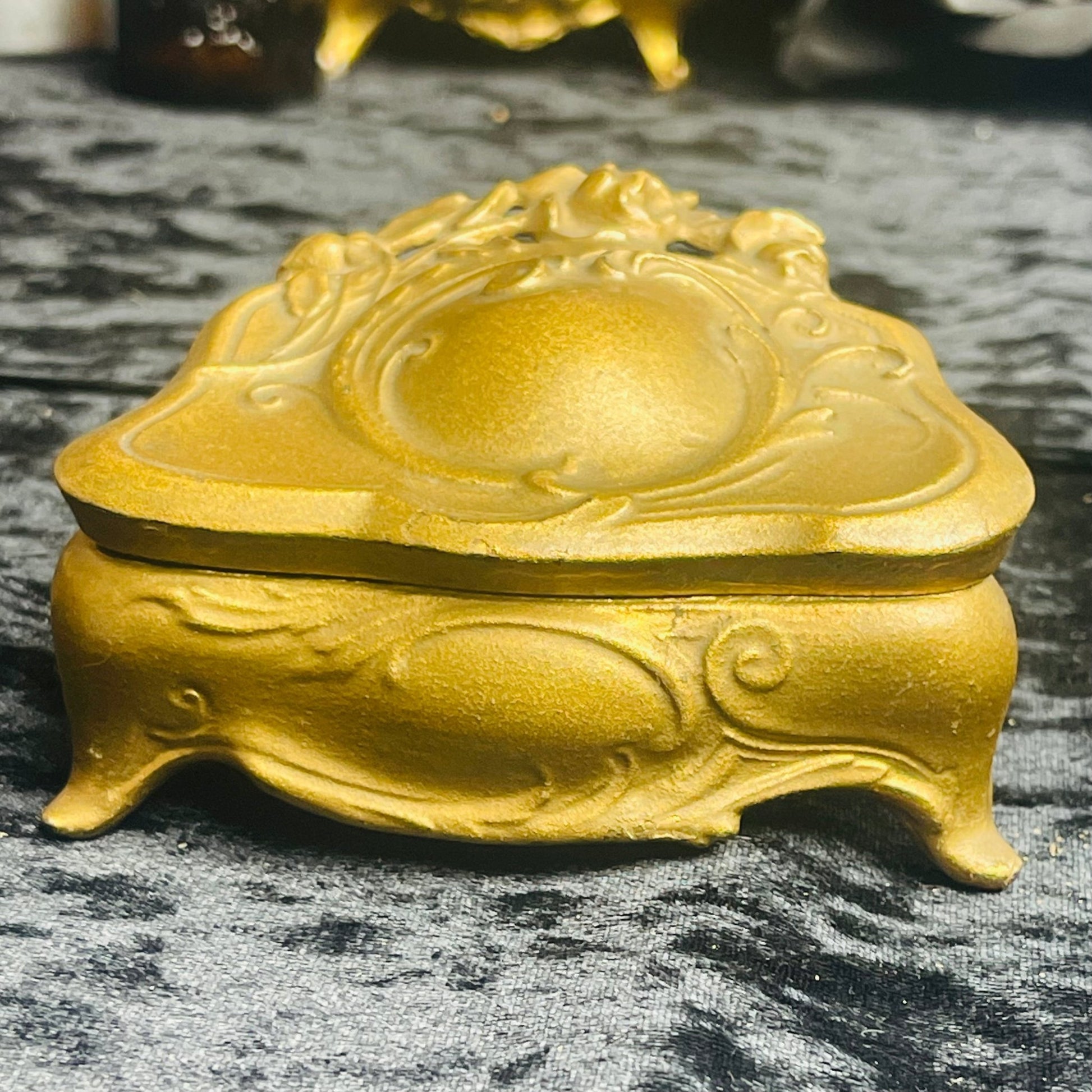 Antique Art Nouveau Gold Casket Box Lined - Loved To Death