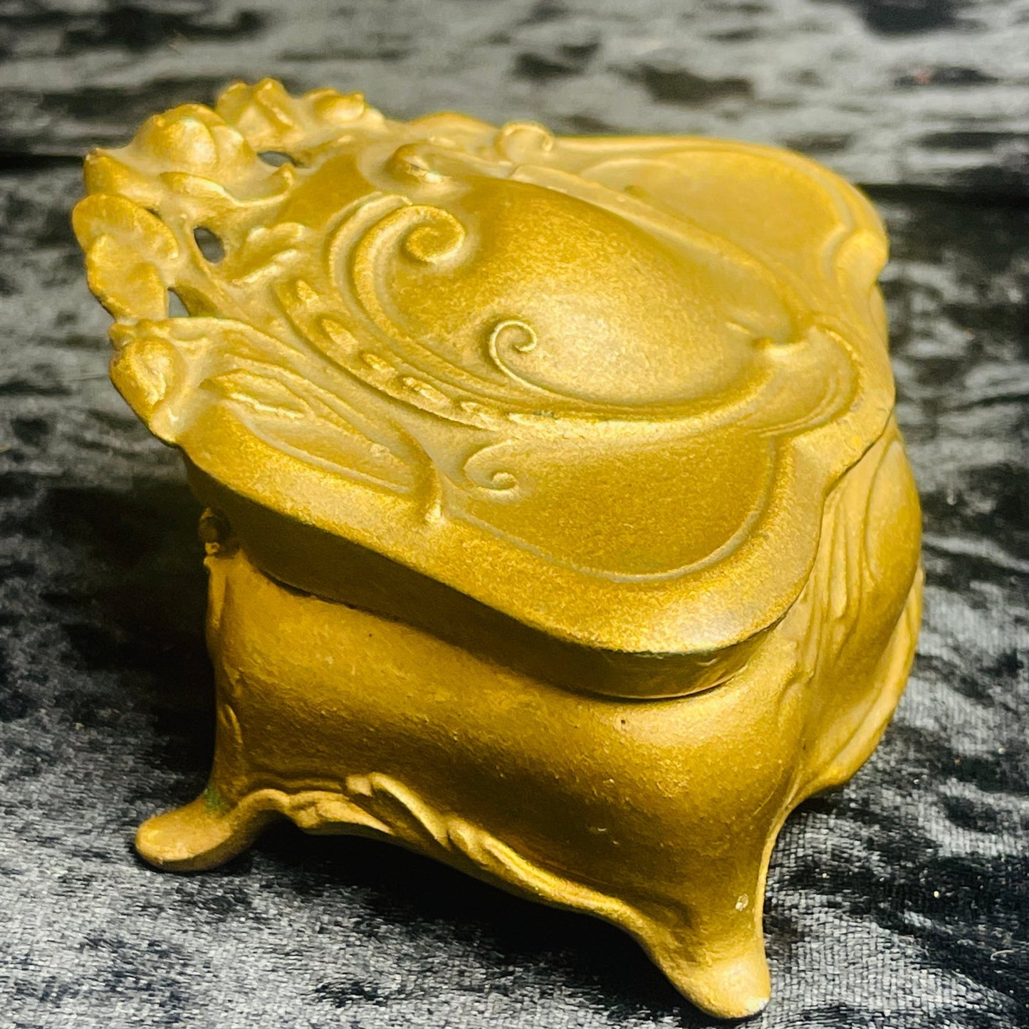 Antique Art Nouveau Gold Casket Box Lined - Loved To Death