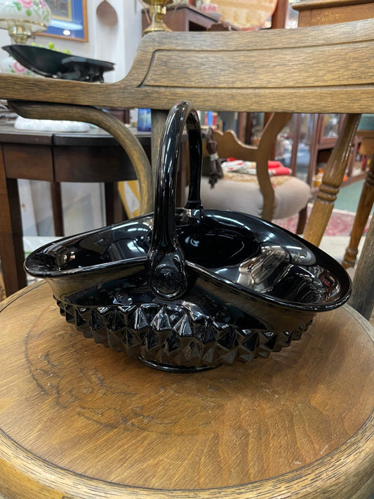 Antique Black Point Amethyst Glass Basket - Loved To Death
