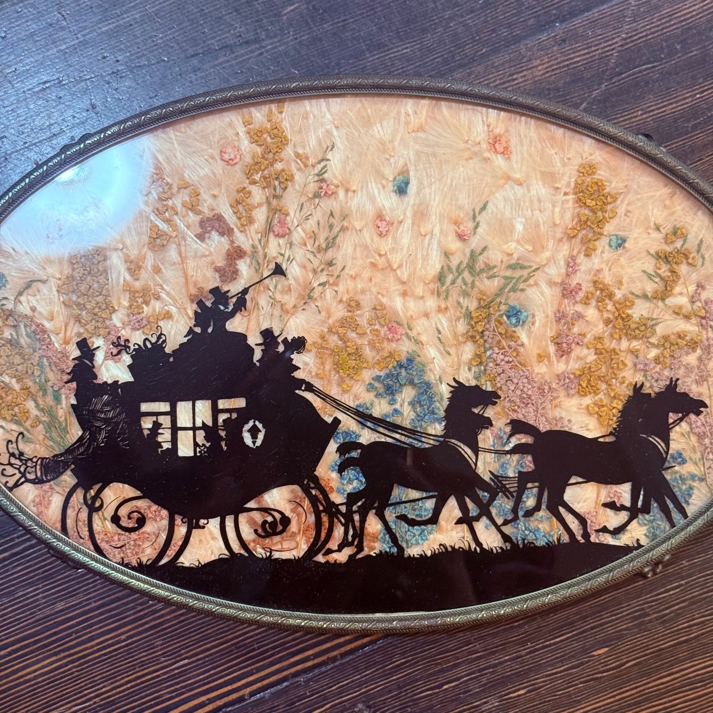 Antique Covered Wagon Horse Carriage Hand Painted Milkweed Tray - Loved To Death