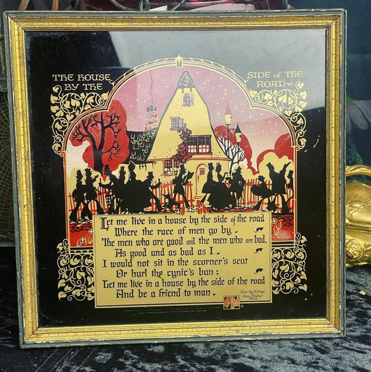 Antique Gold Framed Victorian Scene Motto - Loved To Death