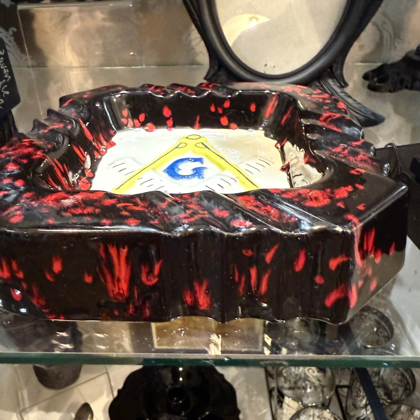 Antique Handmade Masonic Ashtray - Loved To Death