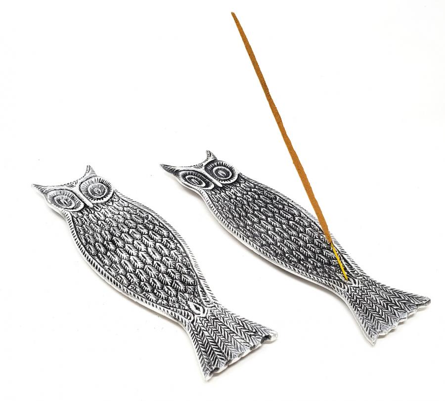 Antiqued Silver Owl Incense Holder - Loved To Death