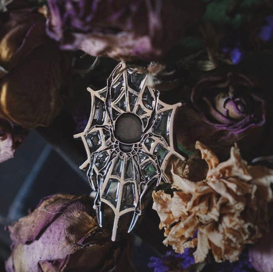 Arachnophobia Spider Web Enamel Pin - Loved To Death