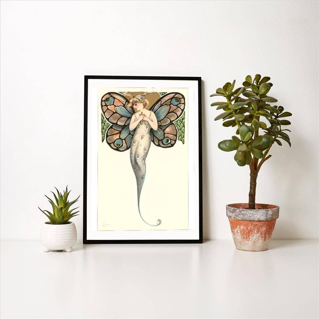 Art Print Butterfly Woman Art Nouveau - Loved To Death