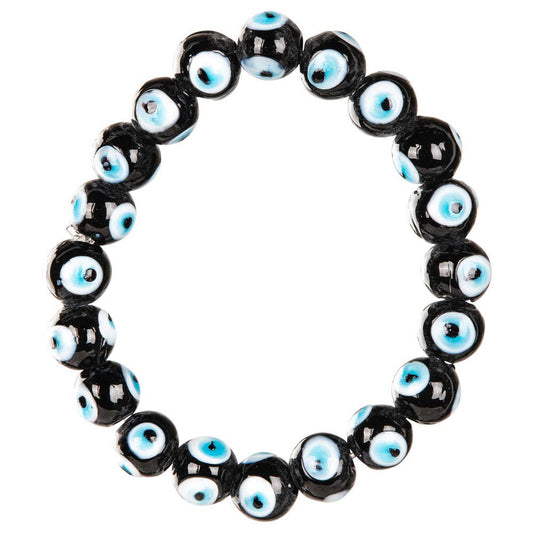 BLACK GLASS BEAD EVIL EYE BRACELET - Loved To Death
