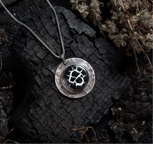 Black Septarian Full Moon Sterling Amulet Necklace - Loved To Death