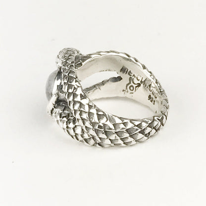 Coiled Snake Blue Kyanite Sterling Ring - Loved To Death