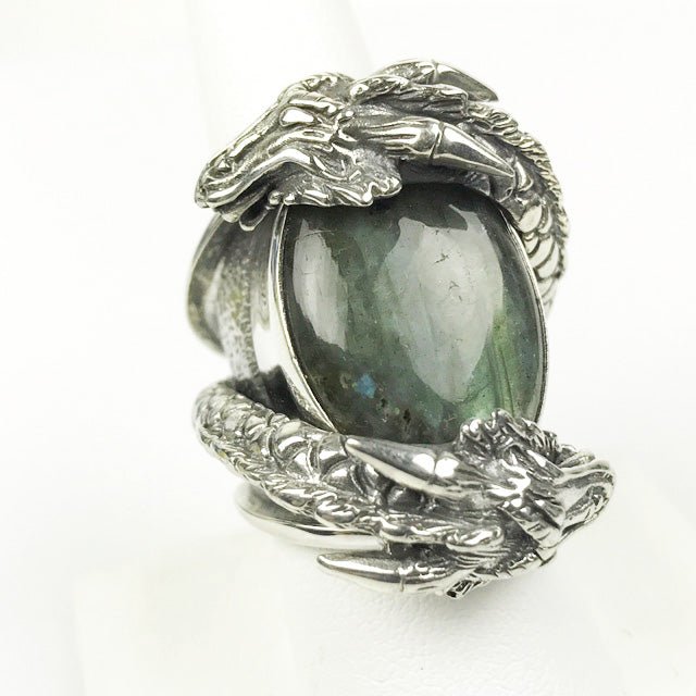 Double Dragon Labradorite Sterling Ring - Loved To Death