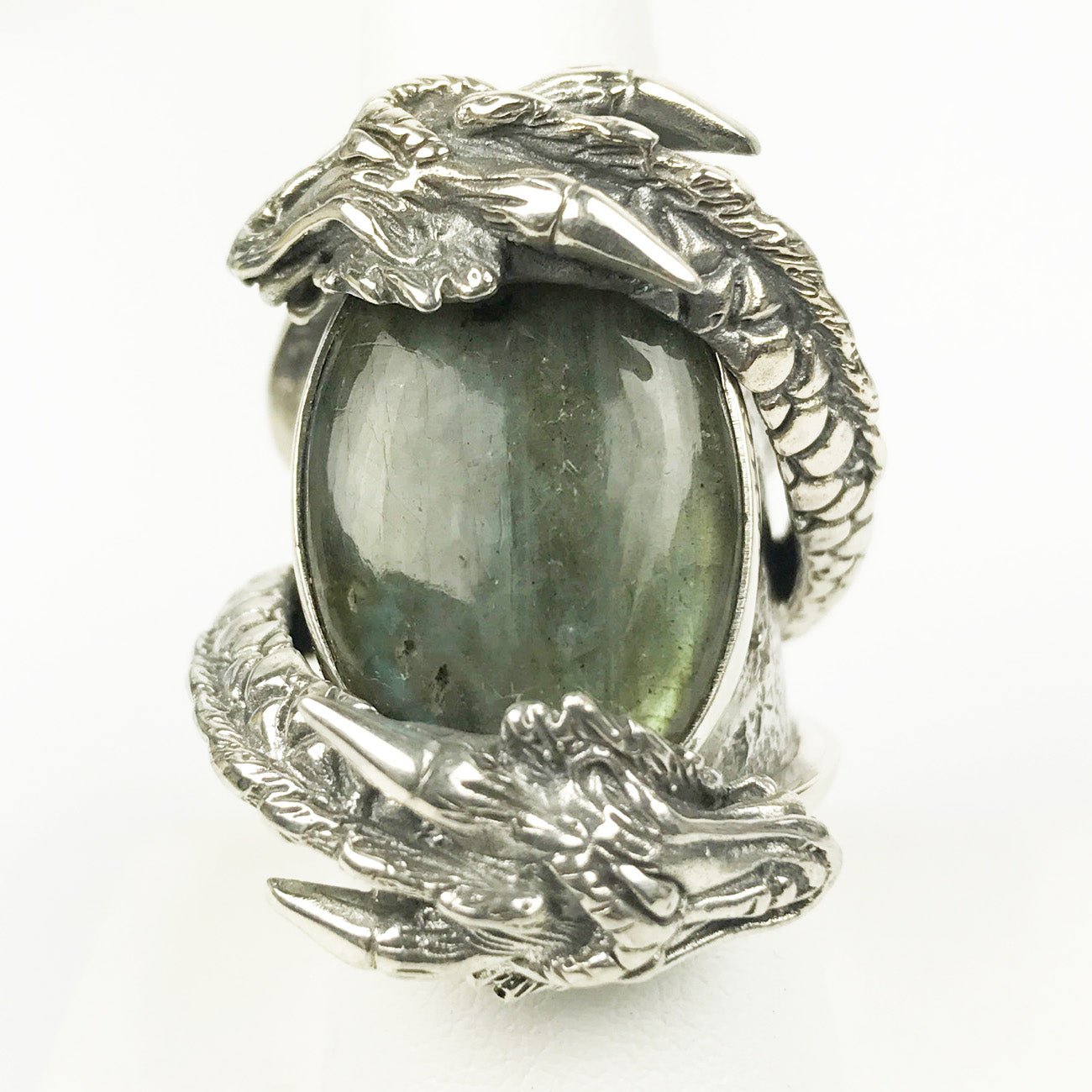 Double Dragon Labradorite Sterling Ring - Loved To Death