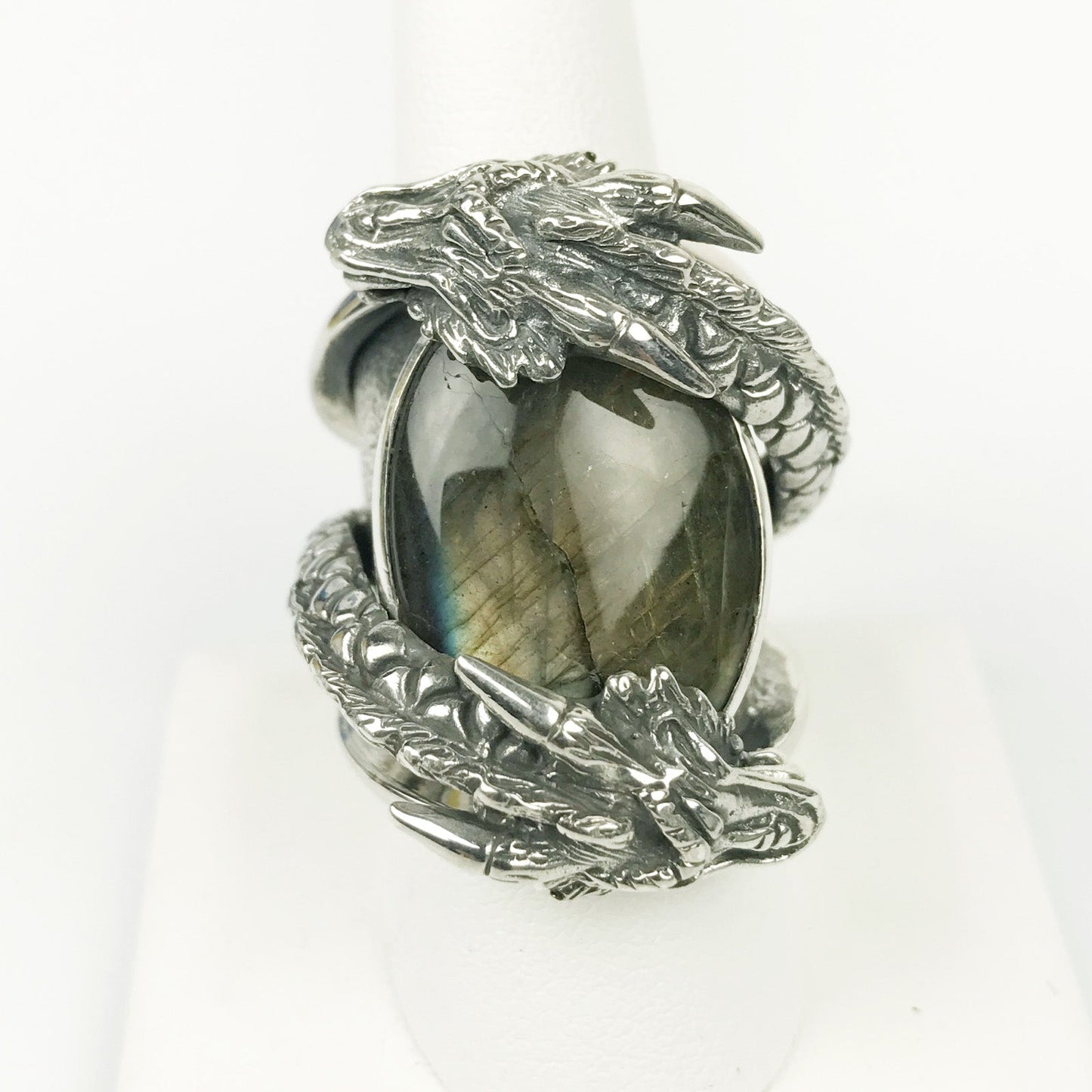 Double Dragon Labradorite Sterling Ring - Loved To Death