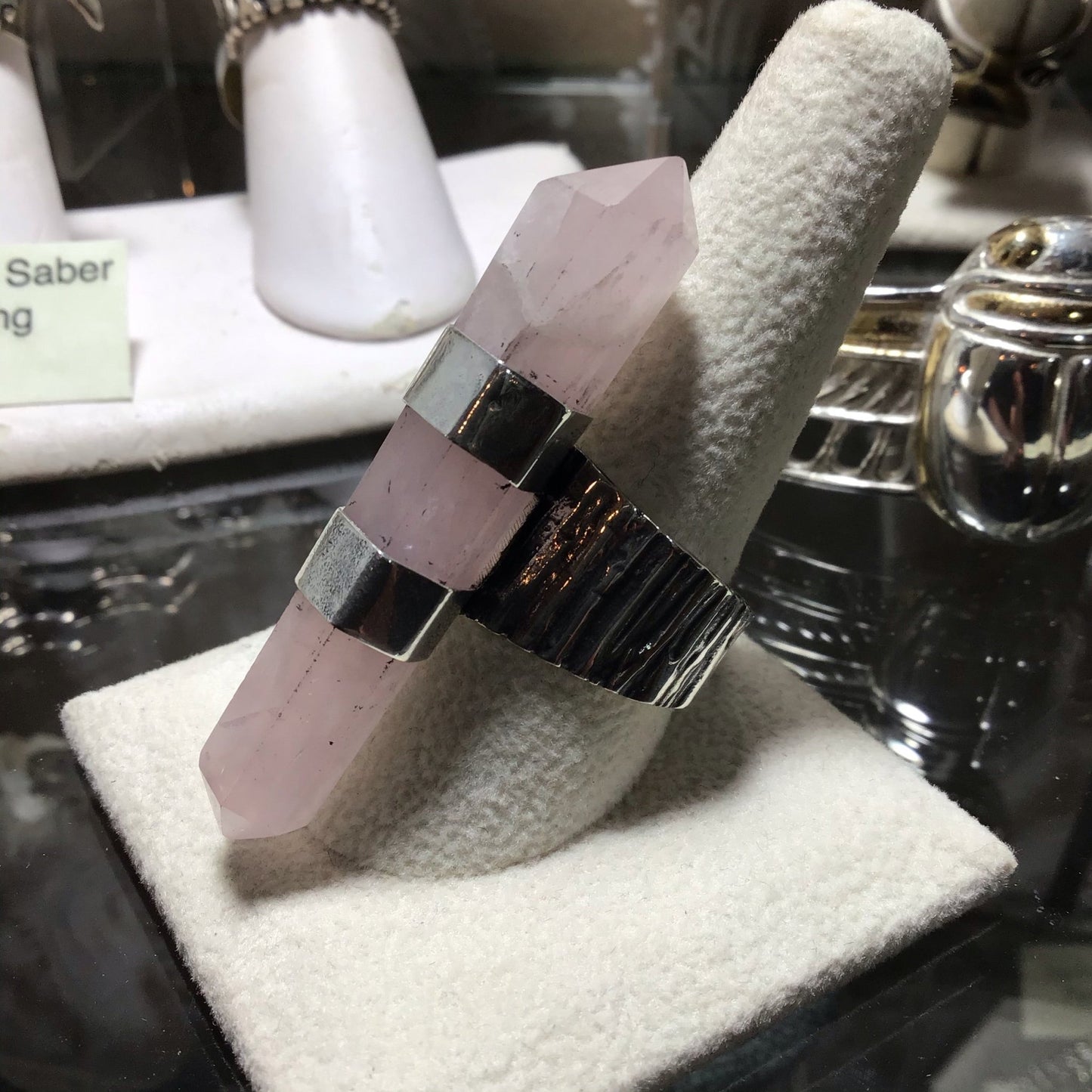 Double Terminated Rose Quartz Sterling Double Banded Ring - Loved To Death