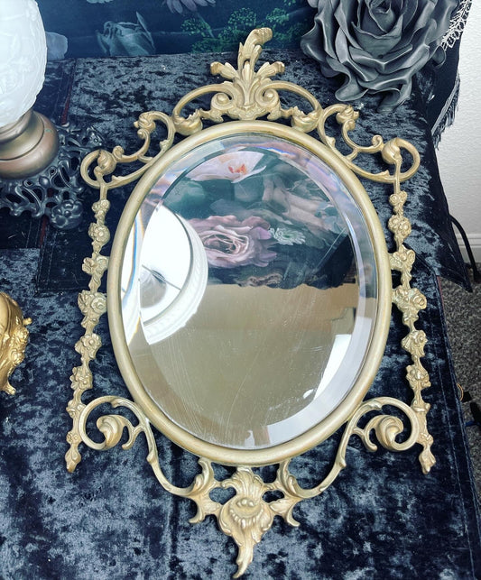 Early 1900’s Ornate Brass Beveled Mirror - Loved To Death