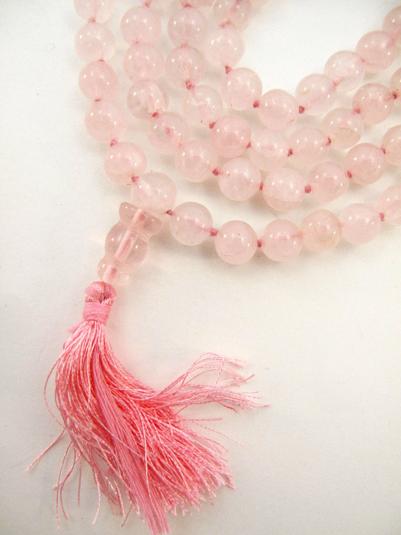 Knotted Rose Quartz Mala