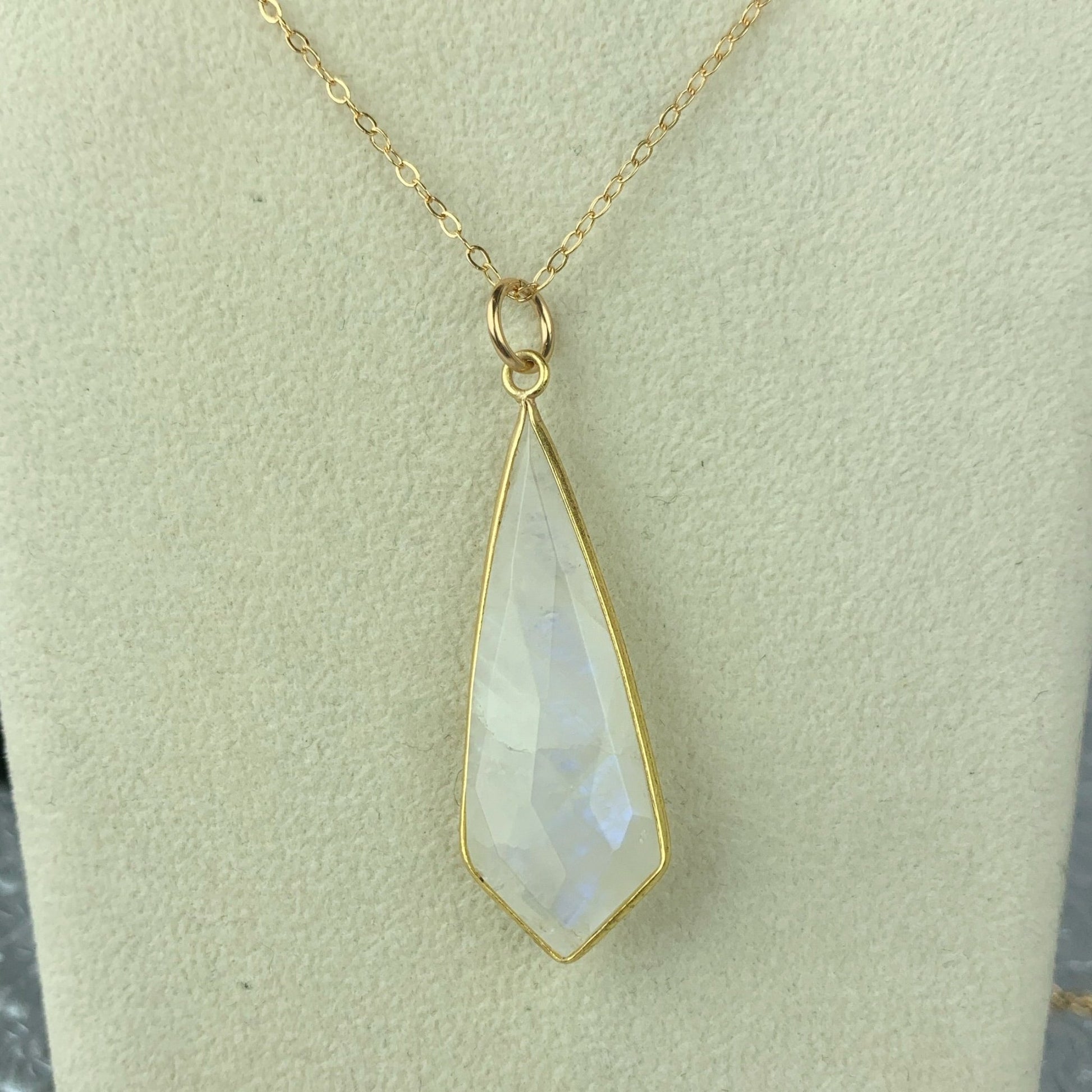 Faceted Moonstone Drop Sterling Necklace - Loved To Death