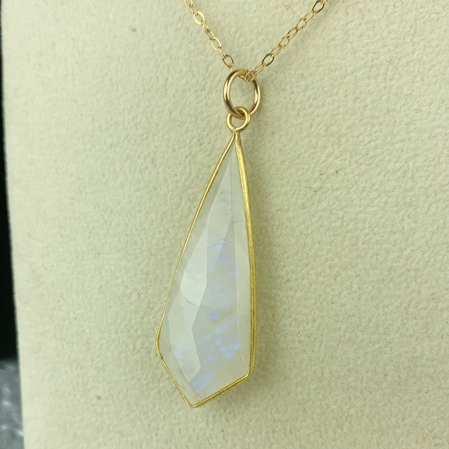 Faceted Moonstone Drop Sterling Necklace - Loved To Death
