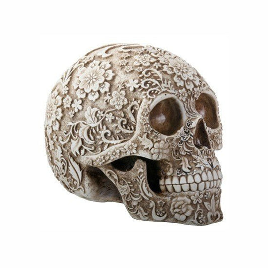 Floral Resin Carved Skull - Loved To Death