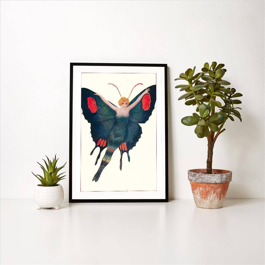 Framed Art Blonde Woman as Butterfly 12"x 18" - Loved To Death
