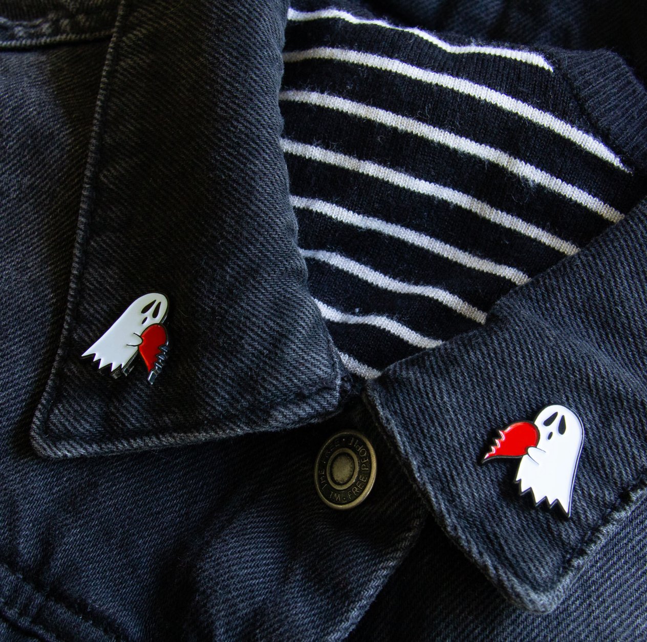 Ghost Heart Collar Enamel Pin Set - Loved To Death