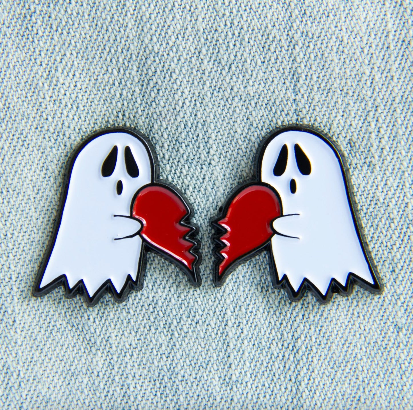 Ghost Heart Collar Enamel Pin Set - Loved To Death