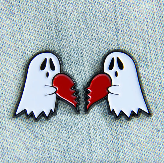Ghost Heart Collar Enamel Pin Set - Loved To Death